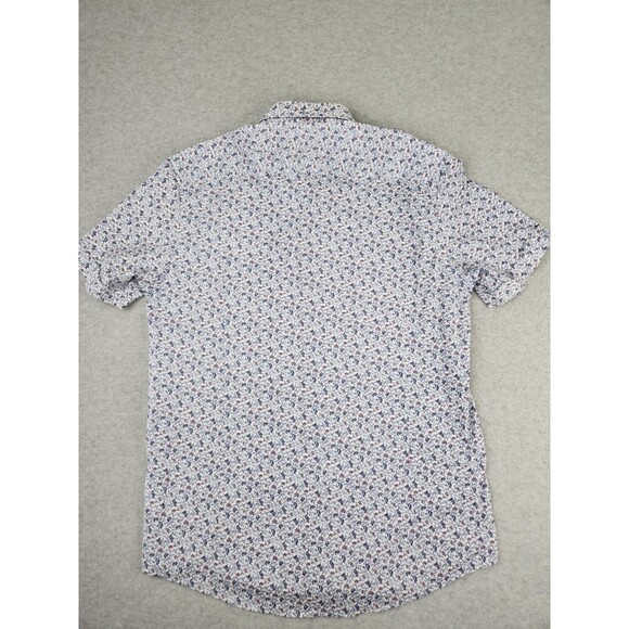 Guide London Shirt Men XL White Red Blue Geometric Floral Preppy Short Sleeve UK - Picture 14 of 14